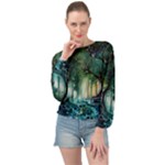 Trees Forest Mystical Forest Background Landscape Nature Banded Bottom Chiffon Top