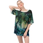 Trees Forest Mystical Forest Background Landscape Nature Oversized Chiffon Top