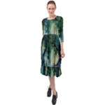 Trees Forest Mystical Forest Background Landscape Nature Ruffle End Midi Chiffon Dress
