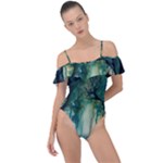 Trees Forest Mystical Forest Background Landscape Nature Frill Detail One Piece Swimsuit