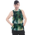 Trees Forest Mystical Forest Background Landscape Nature Men s Sleeveless Hoodie