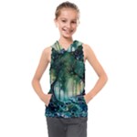 Trees Forest Mystical Forest Background Landscape Nature Kids  Sleeveless Hoodie