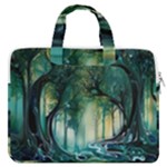 Trees Forest Mystical Forest Background Landscape Nature MacBook Pro 15  Double Pocket Laptop Bag 