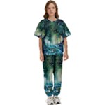 Trees Forest Mystical Forest Background Landscape Nature Kids  T-Shirt and Pants Sports Set