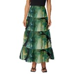 Trees Forest Mystical Forest Background Landscape Nature Tiered Ruffle Maxi Skirt