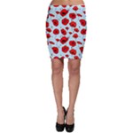 Poppies Flowers Red Seamless Pattern Bodycon Skirt