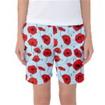 Poppies Flowers Red Seamless Pattern Women s Basketball Shorts