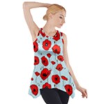 Poppies Flowers Red Seamless Pattern Side Drop Tank Tunic