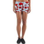 Poppies Flowers Red Seamless Pattern Yoga Shorts