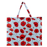 Poppies Flowers Red Seamless Pattern Zipper Large Tote Bag