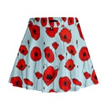 Poppies Flowers Red Seamless Pattern Mini Flare Skirt