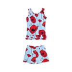 Poppies Flowers Red Seamless Pattern Kids  Boyleg Swimsuit