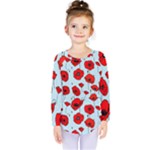 Poppies Flowers Red Seamless Pattern Kids  Long Sleeve T-Shirt