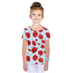 Poppies Flowers Red Seamless Pattern Kids  One Piece T-Shirt