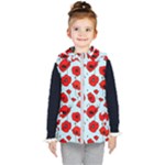 Poppies Flowers Red Seamless Pattern Kids  Hooded Puffer Vest
