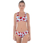 Poppies Flowers Red Seamless Pattern Criss Cross Bikini Set
