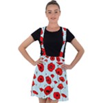 Poppies Flowers Red Seamless Pattern Velvet Suspender Skater Skirt
