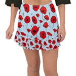 Poppies Flowers Red Seamless Pattern Fishtail Mini Chiffon Skirt