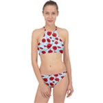 Poppies Flowers Red Seamless Pattern Halter Bikini Set