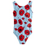 Poppies Flowers Red Seamless Pattern Kids  Cut-Out Back One Piece Swimsuit