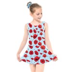 Poppies Flowers Red Seamless Pattern Kids  Skater Dress Swimsuit
