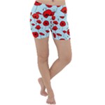 Poppies Flowers Red Seamless Pattern Lightweight Velour Yoga Shorts