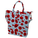 Poppies Flowers Red Seamless Pattern Buckle Top Tote Bag