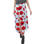 Poppies Flowers Red Seamless Pattern Velour Split Maxi Skirt