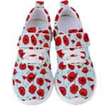 Poppies Flowers Red Seamless Pattern Women s Velcro Strap Shoes
