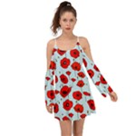 Poppies Flowers Red Seamless Pattern Boho Dress