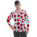 Poppies Flowers Red Seamless Pattern Men s Pique Long Sleeve T-Shirt
