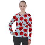 Poppies Flowers Red Seamless Pattern Women s Pique Long Sleeve T-Shirt