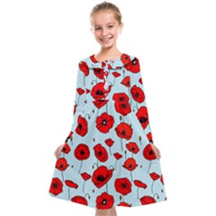 Poppies Flowers Red Seamless Pattern Kids  Midi Sailor Dress from ZippyPress