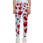 Poppies Flowers Red Seamless Pattern Kids  Skirted Pants