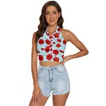 Poppies Flowers Red Seamless Pattern Backless Halter Cami Shirt