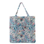 Floral Background Wallpaper Flowers Bouquet Leaves Herbarium Seamless Flora Bloom Grocery Tote Bag