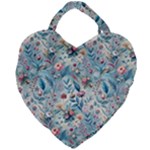Floral Background Wallpaper Flowers Bouquet Leaves Herbarium Seamless Flora Bloom Giant Heart Shaped Tote