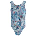 Floral Background Wallpaper Flowers Bouquet Leaves Herbarium Seamless Flora Bloom Kids  Cut-Out Back One Piece Swimsuit