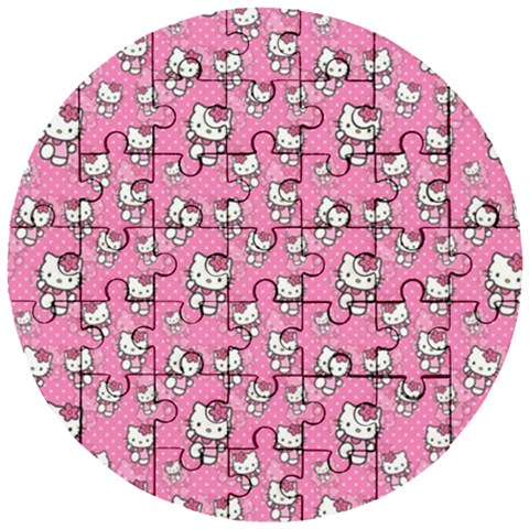Hello Kitty Pattern, Hello Kitty, Child Wooden Puzzle Round from ZippyPress