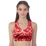 Patterns, Corazones, Texture, Red, Fitness Sports Bra