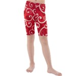 Patterns, Corazones, Texture, Red, Kids  Mid Length Swim Shorts