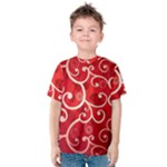 Patterns, Corazones, Texture, Red, Kids  Cotton T-Shirt