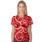 Patterns, Corazones, Texture, Red, V-Neck Sport Mesh T-Shirt