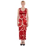 Patterns, Corazones, Texture, Red, Fitted Maxi Dress