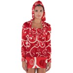 Patterns, Corazones, Texture, Red, Long Sleeve Hooded T-shirt