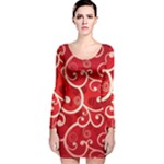 Patterns, Corazones, Texture, Red, Long Sleeve Velvet Bodycon Dress
