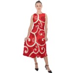 Patterns, Corazones, Texture, Red, Midi Tie-Back Chiffon Dress