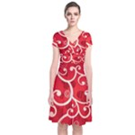Patterns, Corazones, Texture, Red, Short Sleeve Front Wrap Dress