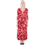Patterns, Corazones, Texture, Red, Quarter Sleeve Wrap Maxi Dress