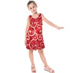 Patterns, Corazones, Texture, Red, Kids  Sleeveless Dress